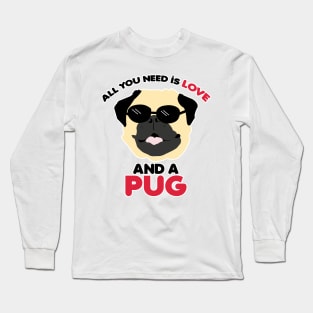 Pug Dog Lover All You need is Love / Red Pugs Pattern Long Sleeve T-Shirt